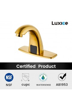 Luxice Brushed Gold Touchless Bathroom Sink Faucet