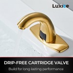 Luxice Brushed Gold Touchless Bathroom Sink Faucet